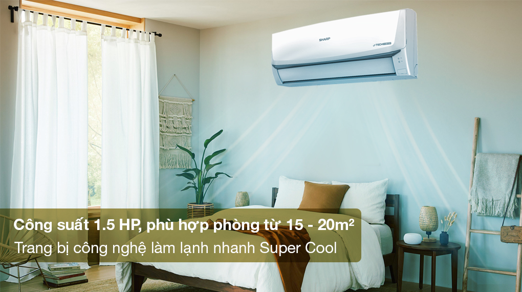 Máy lạnh Sharp Inverter 1.5 HP AH-X13ZEW - Công suất 1.5 HP phù hợp cho diện tích căn phòng từ 15 - 20m2 Máy lạnh Sharp Inverter 1.5 HP AH-X13ZEW - Công suất 1.5 HP phù hợp cho diện tích căn phòng từ 15 - 20m2